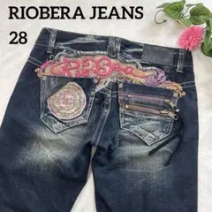 【RIOBERA】 リオベラジーンズ　刺繍フレアジーンズ　レディース　28インチ