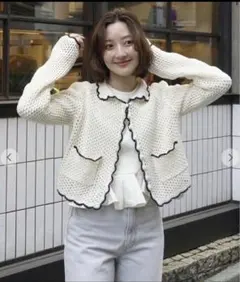 ココディール COCODEAL クロシェニットカーディガン