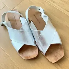 FABIO RUSCONI シルバー クロスストラップサンダル　38