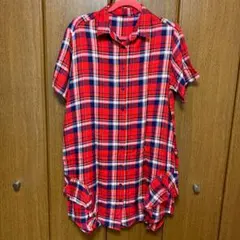 RCWB チェック　オーバーサイズロングシャツ