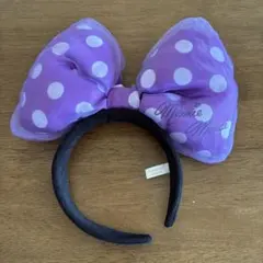 ディズニー ミニー パープル　水玉リボン カチューシャ