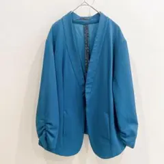 ★モーリス 無地 ショールカラージャケット シャーリング袖 XL グリーン