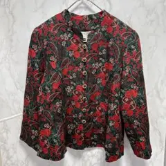 美品 【HARDY AMIES CLUB】 ノーカラージャケット (43) 花柄のサムネイル