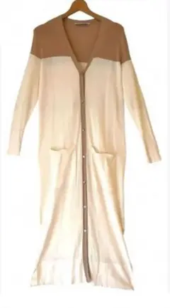 ZARAザラ/ベージュロングワンピ/薄手上部ブラウン色/Mサイズ相当(表記記Ｓ)