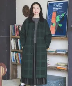 niko and… グリーン チェック柄 ロングコート アウター