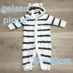 ジェラートピケ　くまみみ　ロンパース　ボーダー　男女兼用　70〜80cm