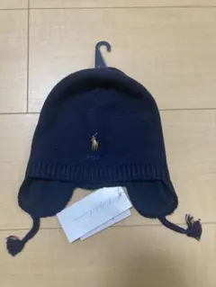 Ralph Lauren ネイビー ベビー帽子 耳あて付き