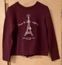 ポンポネットジュニア　エッフェル塔刺繍トレーナー ワインレッド　150cmのサムネイル