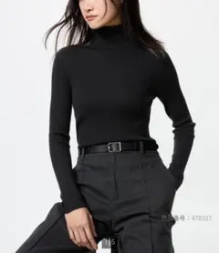 【UNIQLO】メリノリブタートルネックセーター