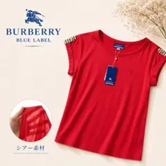 【新品タグ付】バーバリーブルーレーベル シアー半袖Tシャツ 赤 ホース刺繍 Mのサムネイル