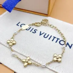 LOUIS VUITTON ブレスレット　ルイザ　パール　フラワー　ゴールド