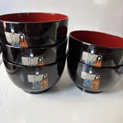 漆器 椀 5個セット 伝統的な人形絵柄　ひな祭り　雛祭り