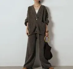 【正規品】ESICA 3ピースフロントボタンニットSETUP/コーヒー