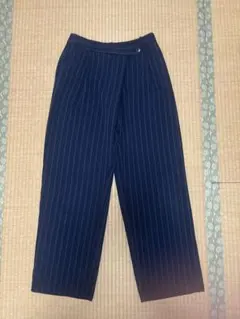 ZARA ネイビー ストライプ ワイドパンツ