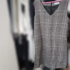 チェック柄ノースリーブミニワンピース