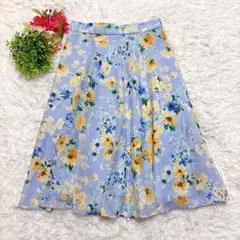 【ラボラトリーワーク】 フレアスカート（M）花柄 ウエスト後ゴム 裏地付き 美品