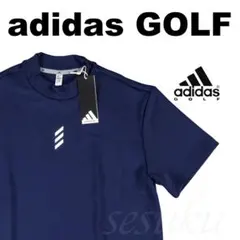 【L】アディダス ゴルフ adidas GOLF モックネック 半袖シャツ 紺