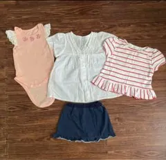 4点セット　コンビミニなど　まとめ売り　Tシャツ　スカート　ロンパース　80