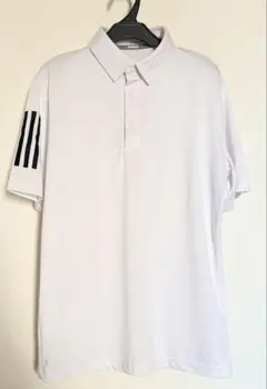 adidas 半袖ポロシャツ ホワイト 吸汗速乾 3ストライプ