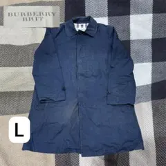 【381】BURBERRY BRIT ステンカラーコート　ブラック Lサイズのサムネイル