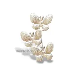 ブローチ　3羽の蝶　マットシルバー　ヴィンテージ調　幸せを運ぶ　簡易ラッピング付