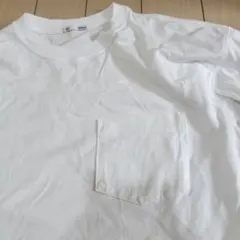 GU ホワイト 長袖カットソー M　ポケット付き