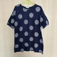 SELF SERVICE ドット柄 半袖Tシャツ ネイビー Mサイズのサムネイル