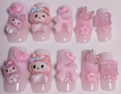 マイメロ　ピンク 3Dネイルチップ かわいい　サンリオ