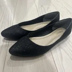 グリッターフラットシューズ　パンプス オケージョン 4L 25.0 25.5