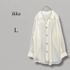 イッカ ikka【L】シアーストライプシャツ 長袖 羽織 アイボリーのサムネイル