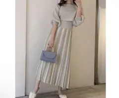 タグ付き✨dazzlin　ボーダープリーツニットワンピース