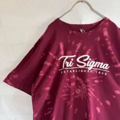古着 リメイク Tシャツ Tri Sigma ブリーチ加工 タイダイ 赤紫 XL