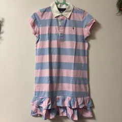 Ralph Lauren ピンクブルーストライプワンピース 160のサムネイル