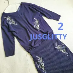 JUSGLITTY ジャスグリッティ 刺繍 ニットロングワンピース