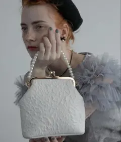 【BONLECILL noir】2wayがま口パールハンドル／ショルダーバッグ