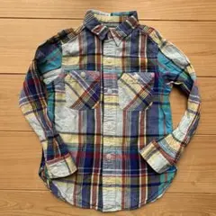 デニムダンガリー　チェックシャツ　130センチ