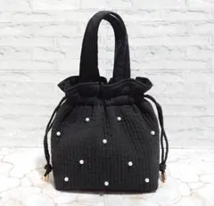 さくら様専用ページ　パール付きヌビバッグ　イブルバッグ　巾着バッグ