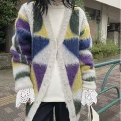 AMERI COLOR BLOCK OVER KNIT CARDIGAN
