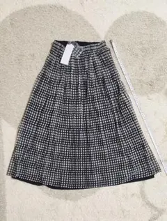 日本製 リバーシブル プリーツスカート チェック 黒 サイズ9 新品