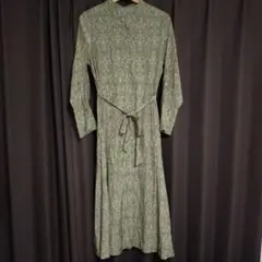 【最終価格】nano universe 総柄 カーキ 長袖 ワンピース