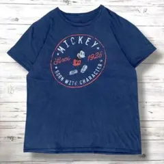 Disney ディズニー Tシャツ デカロゴ Lネイビー 1193