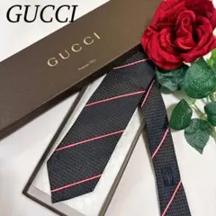 極美品】GUCCI ネクタイ GG柄 シェリーライン ダークグレー - メルカリ