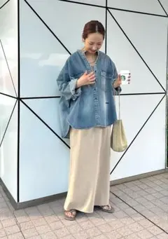 PUAL CE CIN ピュアルセシン パウダー ツイル ナロー スカート