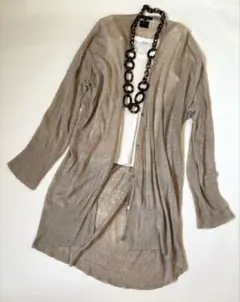 パドカレ　pas de calais リネンロングカーディガン　ベージュ　Sのサムネイル