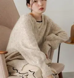 Kastane メランジVあきニットプルオーバー