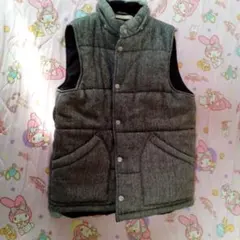 GLOBAL WORK グレー ツイード ベスト M