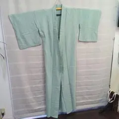 新品未使用 洗える単衣紋意匠色無地 グリーン Mサイズ 着物