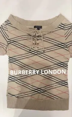 バーバリー BURBERRYノバチェック 半袖ニット 編み上げ サイズ1