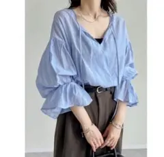 シアーカフタンシアーブラウス レディース 春 夏 リエディシャツ シアートップス