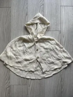 アイボリーフード付きベビーポンチョ　60〜90cm